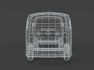 low poly cartoon retro van 3D Model