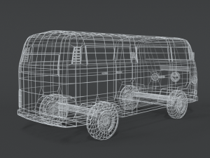 low poly cartoon retro van Modello 3D