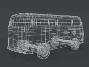 low poly cartoon retro van 3D Model