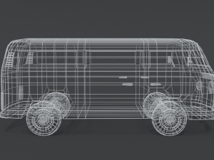 low poly cartoon retro van Modello 3D