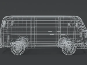 low poly cartoon retro van 3D Model