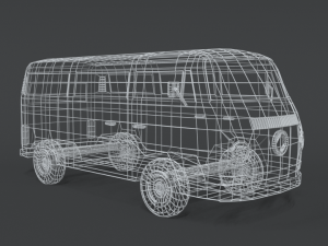 low poly cartoon retro van Modello 3D