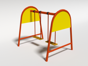 low poly cartoon playground swing 3D मॉडल