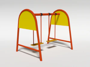 low poly cartoon playground swing 3D Model