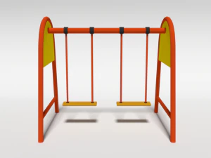 low poly cartoon playground swing 3D Model