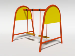 low poly cartoon playground swing 3D Model