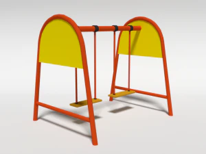 low poly cartoon playground swing 3D Model