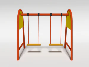 low poly cartoon playground swing 3D Model