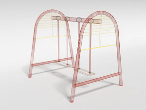 low poly cartoon playground swing 3D Model