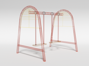 low poly cartoon playground swing 3D-Modell