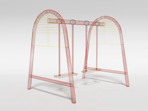 low poly cartoon playground swing 3D Model