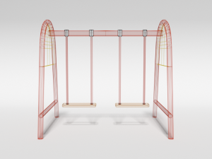 low poly cartoon playground swing 3D-Modell