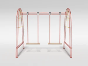 low poly cartoon playground swing 3D Model