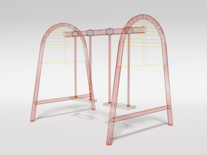 low poly cartoon playground swing 3D-Modell