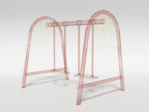 low poly cartoon playground swing 3D Model