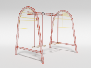 low poly cartoon playground swing 3D-Modell