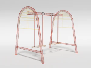 low poly cartoon playground swing 3D Model