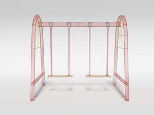 low poly cartoon playground swing 3D-Modell