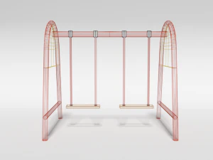 low poly cartoon playground swing 3D Model