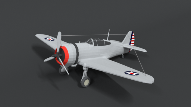 low poly cartoon curtiss p 36 hawk wii airplane 3D 모델 .c4d .max .obj .3ds .fbx .stl .blend 
