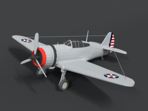 low poly cartoon curtiss p 36 hawk wii airplane 3D Model
