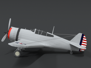 low poly cartoon curtiss p 36 hawk wii airplane 3D 모델