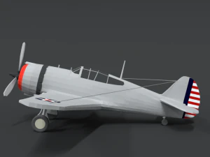 low poly cartoon curtiss p 36 hawk wii airplane 3D Model