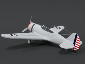 low poly cartoon curtiss p 36 hawk wii airplane 3D Model