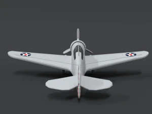 low poly cartoon curtiss p 36 hawk wii airplane 3D Model