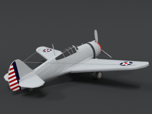 low poly cartoon curtiss p 36 hawk wii airplane 3D 모델