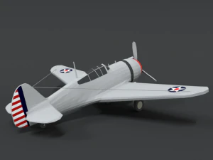low poly cartoon curtiss p 36 hawk wii airplane 3D Model