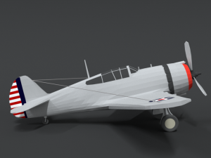 low poly cartoon curtiss p 36 hawk wii airplane 3D 모델