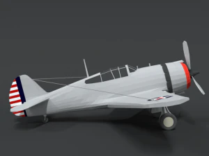 low poly cartoon curtiss p 36 hawk wii airplane 3D Model