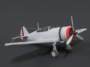 low poly cartoon curtiss p 36 hawk wii airplane 3D Model