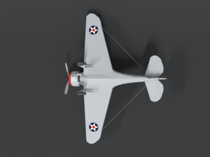 low poly cartoon curtiss p 36 hawk wii airplane 3D 모델