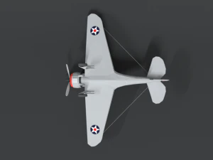 low poly cartoon curtiss p 36 hawk wii airplane 3D Model