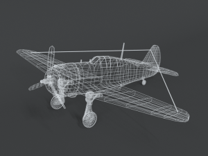 low poly cartoon curtiss p 36 hawk wii airplane 3D 모델