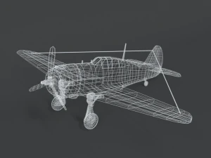low poly cartoon curtiss p 36 hawk wii airplane 3D Model