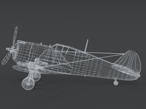 low poly cartoon curtiss p 36 hawk wii airplane 3D 모델
