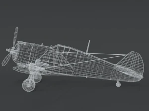 low poly cartoon curtiss p 36 hawk wii airplane 3D Model
