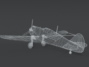 low poly cartoon curtiss p 36 hawk wii airplane 3D 모델
