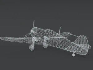 low poly cartoon curtiss p 36 hawk wii airplane 3D Model