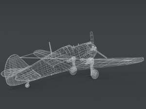 low poly cartoon curtiss p 36 hawk wii airplane 3D 모델