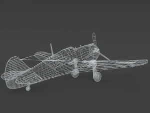 low poly cartoon curtiss p 36 hawk wii airplane 3D Model