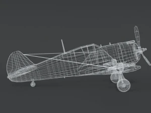 low poly cartoon curtiss p 36 hawk wii airplane 3D Model