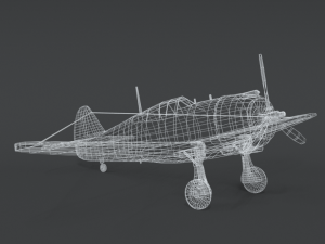 low poly cartoon curtiss p 36 hawk wii airplane 3D 모델