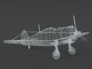low poly cartoon curtiss p 36 hawk wii airplane 3D Model