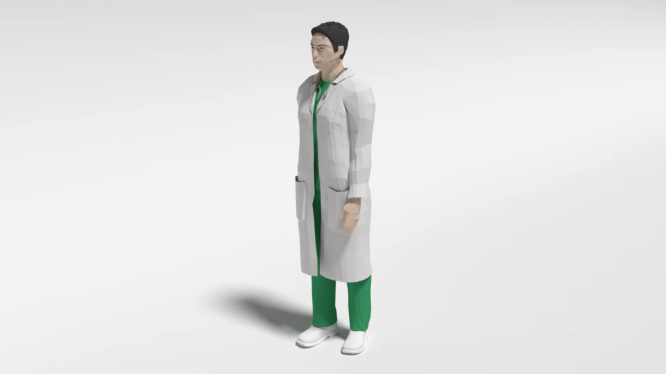 low poly man doctor 3D Model .c4d .max .obj .3ds .fbx .stl .blend 