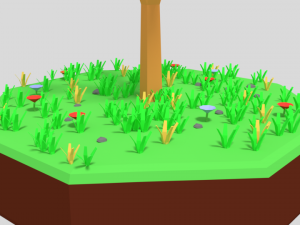 low poly cartoon almond tree Modelo 3D
