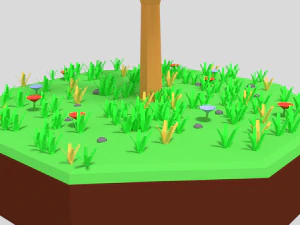 low poly cartoon almond tree 3D Model